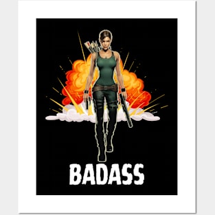 Badass Lara Lady Boss Lara Croft Tomb Raider Gamer Gaming Video Game Posters and Art